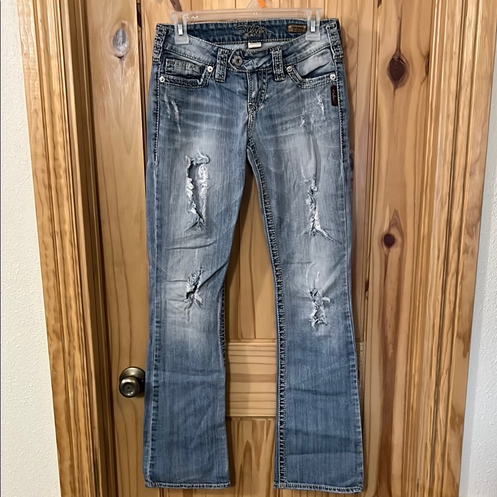Silver Jeans Blue Boot Cut Distressed Denim